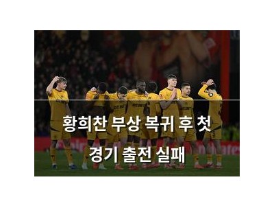 황희찬 부상 복귀 후 첫 경기 출전 실패