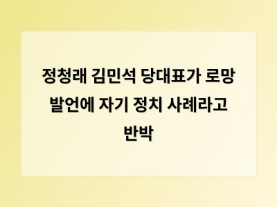 정청래 김민석 당대표가 로망 발언에 자기 정치 사례라고 반박