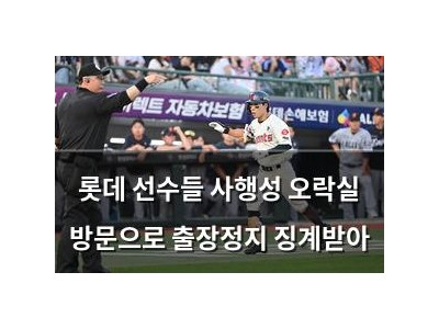 롯데 선수들 사행성 오락실 방문으로 출장정지 징계받아